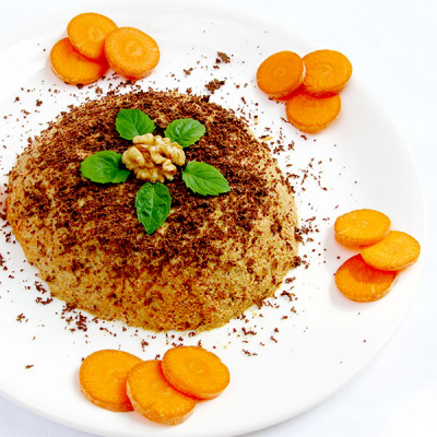 Carrot and Walnut Pudding with Chocolate Sprinkles